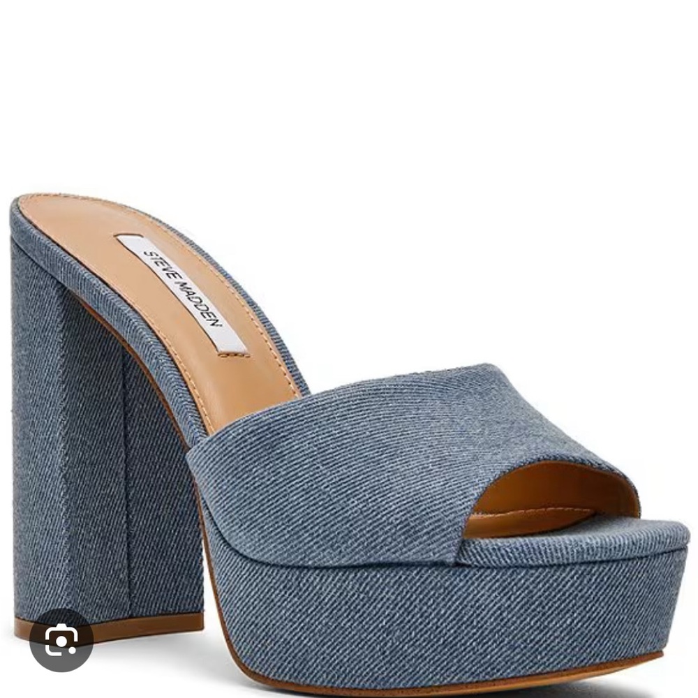 Steve Madden Denim Light Blue Platform Mule